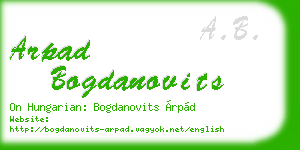 arpad bogdanovits business card