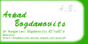 arpad bogdanovits business card